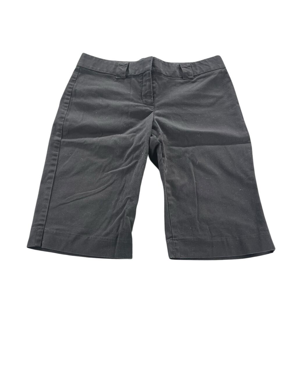 Express Black Flat Front Chino Bermuda Long Shorts Women's Size 4
